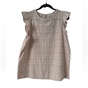 16 Loft Pale Pink Eyelet Cap Sleeve Top